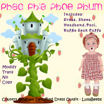 Second Life Marketplace - .:ph4.:Country Gingham DeepRed Dress Outfit